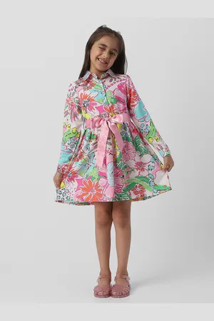 Nauti Nati Girls Floral Print Shirt Dress
