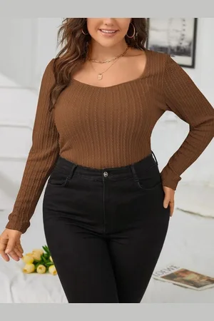 LULU & SKY Women Plus Size Striped Long Sleeves T-shirt