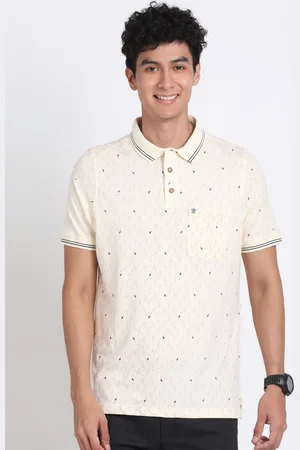Turtle Men Geometric Printed Polo Collar Pure Cotton T-shirt