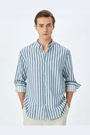 Koton Men Button-Down Collar Vertical Striped Casual Shirt