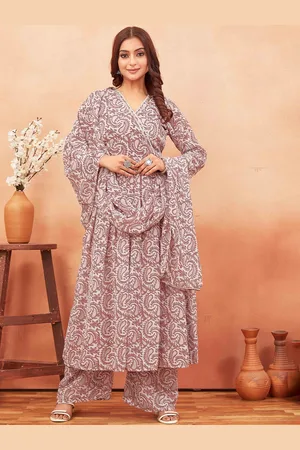 CHANSI Paisley Printed Beads and Stones Georgette A-Line Kurta With Palazzo & Dupatta