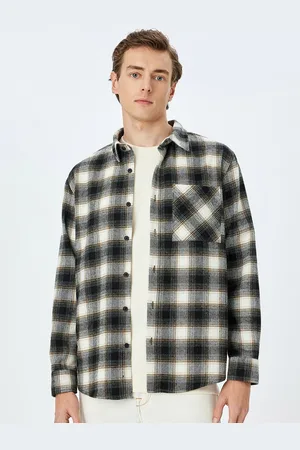 Koton Men Spread Collar Tartan Checked Relaxed Fit Casual Shirt