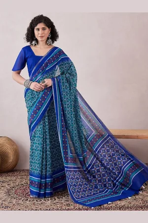 Ahika Ethnic Motifs Linen Blend Ikat Saree