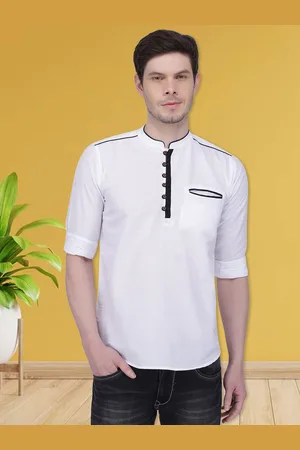 Kuons Avenue Mandarin Collar Linen Straight Kurta