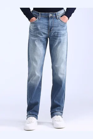 Flying Machine Men Cotton Straight Fit Heavy Fade Stretchable Jeans