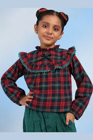 BAESD Girls Checked Cotton Top