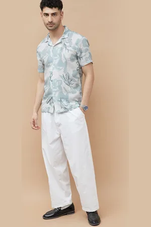 Lifestyle Men Cuban Collar Floral Printed Cotton Casual Shirt