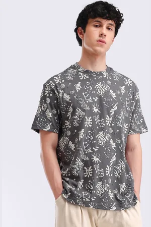 Flying Machine Men Conversational Printed Round Neck Cotton Relaxed Fit T-shirt