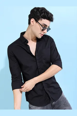 Highlander Men Black Slim Fit Solid Formal Shirt