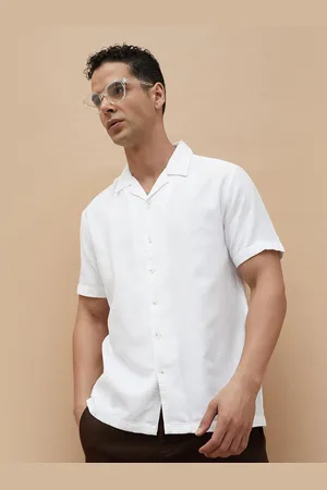 Lifestyle Men Cuban Collar Textured Cotton Casual Shirt