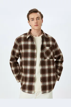 Koton Men Spread Collar Tartan Checked Casual Shirt