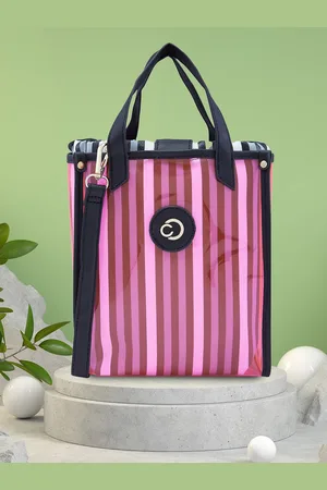 Caprese Striped PU Structured Tote Bag
