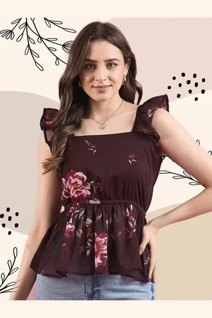 Deewa Women Floral Printed Square Neck Top