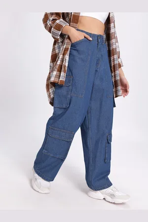 DressBerry Women Street Vibe Cargo Style Baggy Jeans