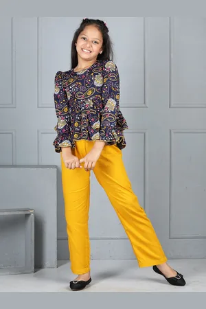 Cutiekins Girls Paisley Printed Round Neck Top With Trouser