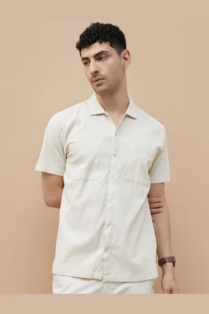 Lifestyle Men Spread Collar Textured Cotton Casual Shirt
