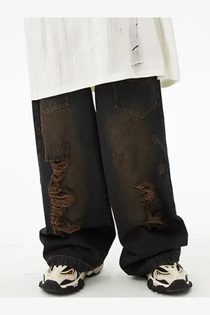 LULU & SKY Boys Pure Cotton Straight Fit High-Rise Low Distress Jeans