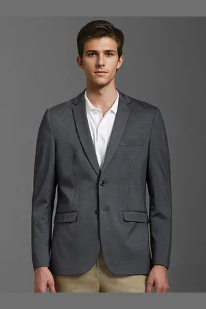 Louis Philippe Men Self-Designed Pure Cotton Slim-Fit Single-Breasted Blazer