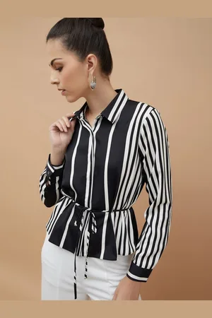 Lifestyle Women Striped Printed Shirt Style Top