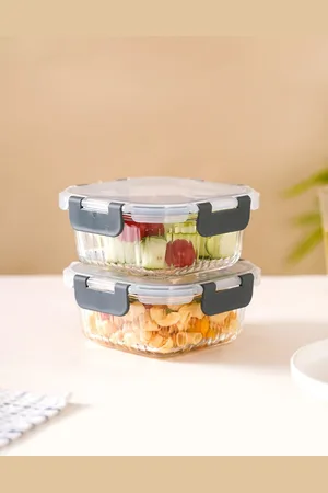 Nestasia 2 Pcs Microwave Safe Glass Lunch Boxes 500ml