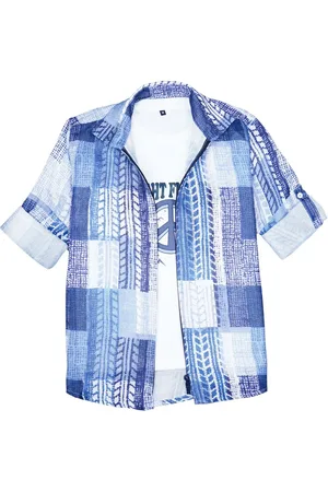 CAVIO Boys Spread Collar Abstract Printed Cotton Casual Shirts & T-Shirt