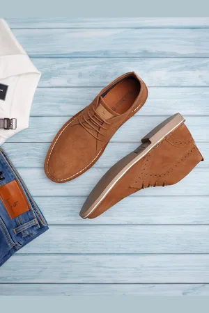 LOUIS STITCH Men Mid-Top Solid Suede Desert Boots