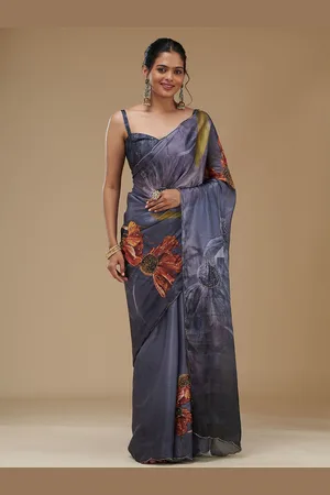 Koskii Floral Sequinned Tissue Saree