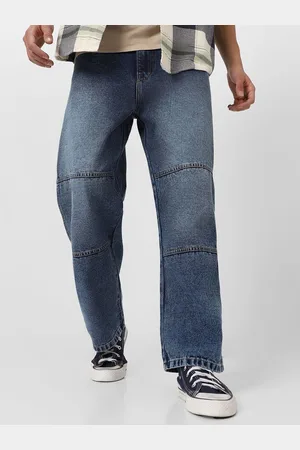 URBANO Men Pure Cotton Mid-Rise Loose Relaxed Fit Heavy Fade Jeans