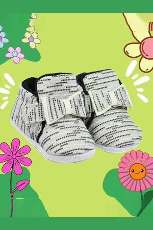 Neska Moda Girls Bow Design Cotton Booties