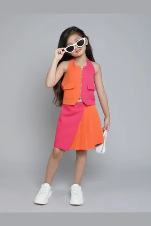 taffykids Girls Colourblocked Top with Skirt