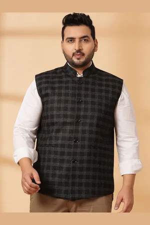 Pluss Checked Woven Nehru Jacket