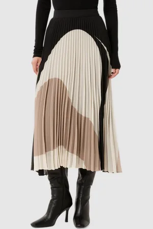 Forever New Colourblocked Accordion Pleats A-line Midi Skirts
