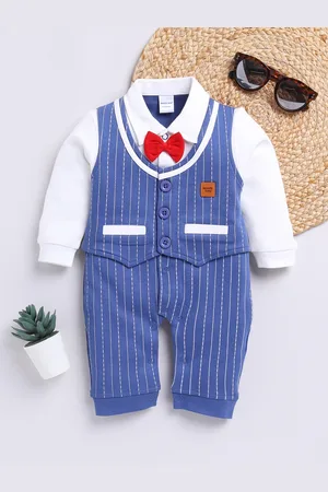 Moms Love Infant Boys Striped Pure Cotton Party Romper