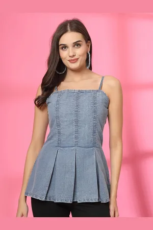 Pluss Women Shoulder Straps Cotton Peplum Top