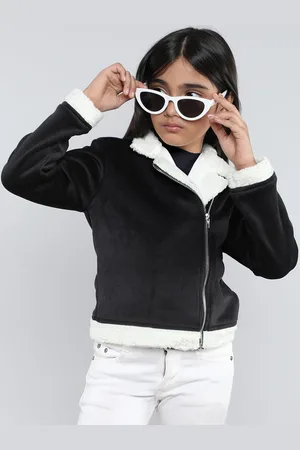 taffykids Girls Striped Polyester Crop Bomber Jacket