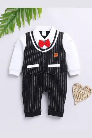 Moms Love Infant Boys Striped Pure Cotton Party Romper