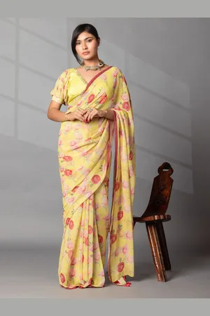 ZARI Floral Pure Georgette Saree