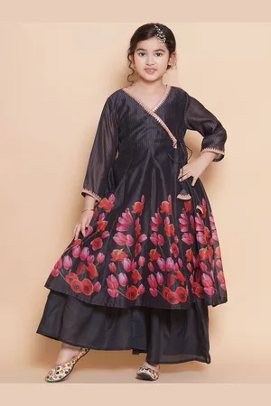 Bhama Floral Printed V-Neck Anarkali Kurta with Sharara