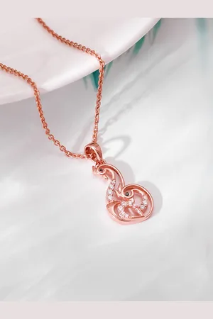 GIVA 925 Sterling Silver Rose Gold-Plated Stone Studded Mridul Mor Pendant with Chain