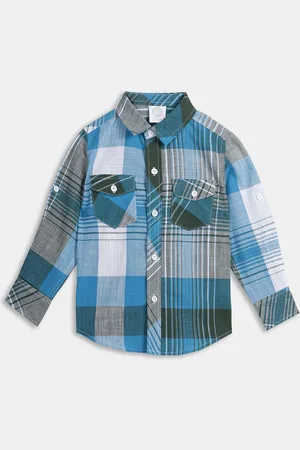 YK Boys Classic Tartan Checks Opaque Checked Casual Shirt