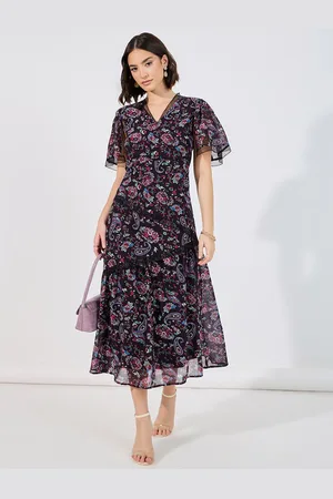 Styli Women V-Neck Floral Print Short sleeves Maxi Dress