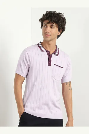 NOBERO Men Textured Self Design Polo Collar T-shirt