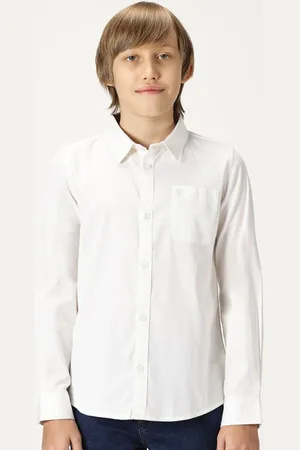 French Connection Boys Premium Cutaway Collar Solid Cotton Casual Shirt