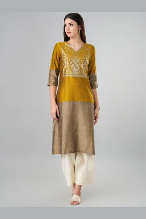 Pantaloons Ethnic Motifs Printed V Neck A Line Kurta