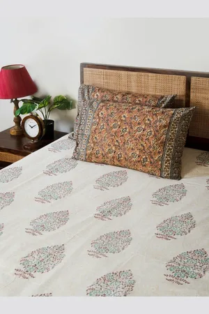 Fabindia Pink & White 2 Pieces Embellished Pure Cotton Rectangle Pillow Covers