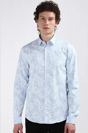 Calvin Klein Men Floral Printed Spread Collar Slim Fit Casual Shirt
