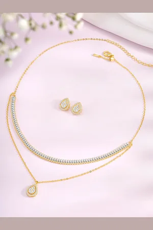 Peora Gold-Plated CZ-Studded Jewellery Set