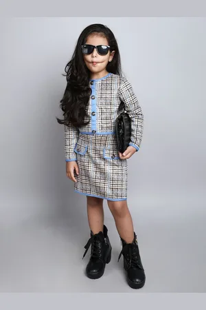 taffykids Girls Checked Top with Skirt