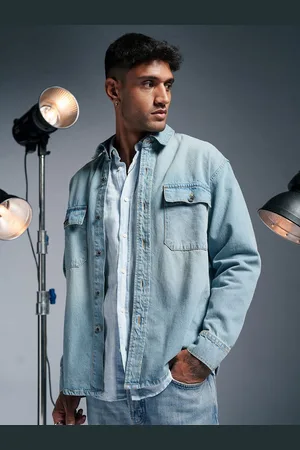 FREAKINS Men Washed Denim Jacket