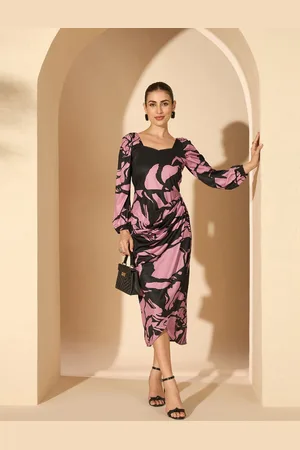 Antheaa Women Abstract Printecd Sheath Midi Dress